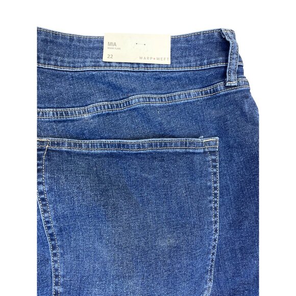 Warp + Weft Womens Blue Denim Flare Jeans Miami High Rise Stretch Sz 22 - New - Picture 6 of 11